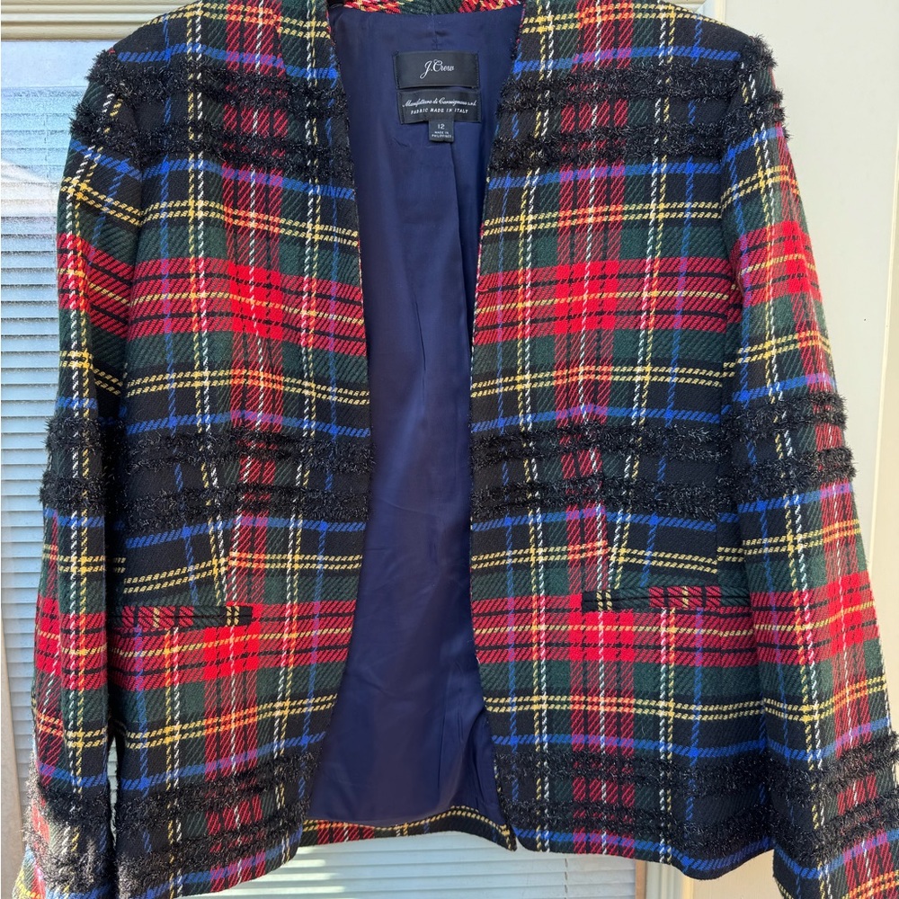 NWOT J.Crew plaid with metalic detail skirt - Picture 7 of 9